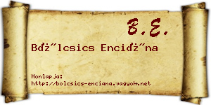 Bölcsics Enciána névjegykártya